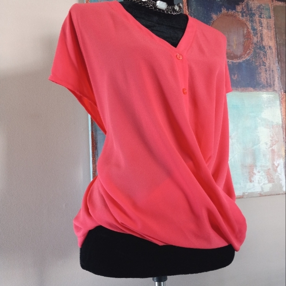 Lush Pink Sheer Draped Front Blouse Size M/ NWOT - Picture 6 of 8